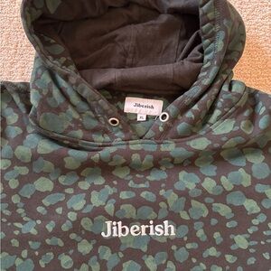 Jiberish Green and Black Patterned Hoodie